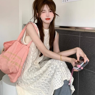 Phong Cách Bohemian Váy Dệt Kim Rỗng Vest Dress Phụ Nữ Mùa Hè Biển Nghỉ Mát Gió Xếp Chồng Dáng Dài