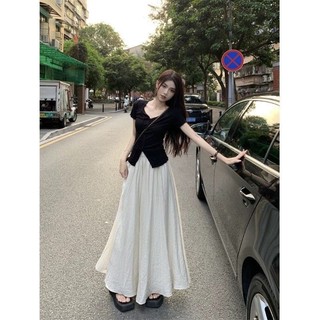 Set Đồ Nữ Mùa Hè Cao Eo Áo Quần Dài Váy Giản Dị Hai Mảnh