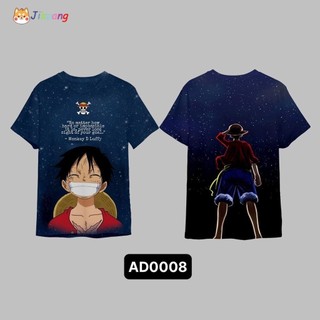 Áo thun mát mẻ Boy 3D in hình hoạt hình Vua hải tặc Luffy