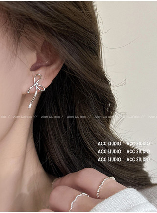 Thiết kế đơn giản Bông tai nơ 2024 Phong cách mới Bán chạy Phong cách mát mẻ Bông tai độc đáo độc đáo