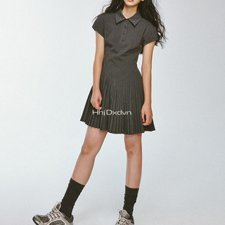 Đầm cổ polo sọc xếp li