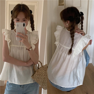71559 áo vest trắng áo sơ mi voan