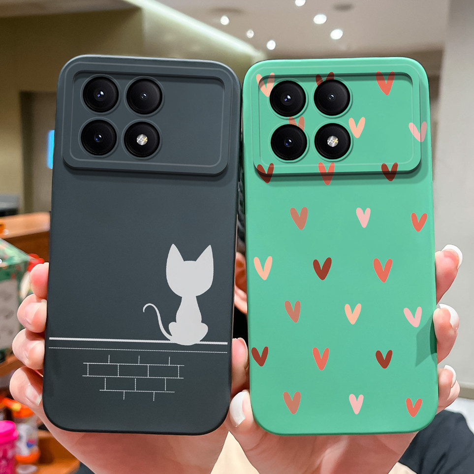 Dành Cho Xiaomi Redmi K70 K70 Pro K70E Vỏ Trái Tim Tình Yêu Vuông Silicon Mềm Vỏ Điện Thoại Chống Tr