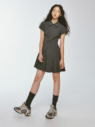 Whbyzwhcb Đại học Thời trang Công nghiệp nặng Xếp li Khâu sọc Slim-fit polo Col