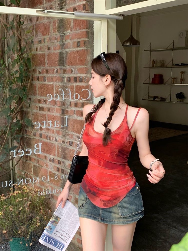 2024 Phong Cách Mới Giả Hai Mảnh Dây Gạc Áo Không Tay Co Giãn Sling Top qz4ff0ab | BigBuy360 - bigbuy360.vn