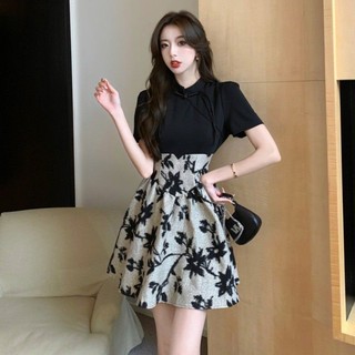 [SCS]Váy Hepburn Ngắn Tay Thiết Kế Chân Váy Xòe Ôm Eo Phong Cách Hàn Quốc Xinh Xắn Dành Cho Bạn Gái
