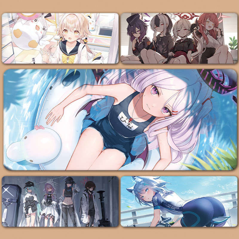 XXL Lớn Sorasaki Hina Hifumi Tendou Arisu Kuda Izuna Mousepad Bàn Phím Màu Xanh Lưu Trữ Chuột Miếng 