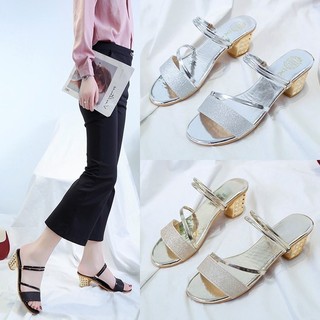 Mùa Hè Phong Cách Mới Phiên Bản Hàn Quốc Nữ Gót Dày Mở Ngón Chân Giữa Gót Mặc Giày Sandal Gót Dày Dép Nữ