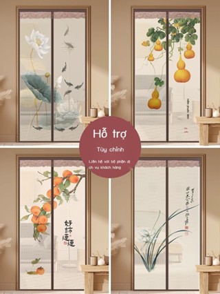 Rèm cửa chống muỗi kiểu Trung Quốc mới Velcro 2024 nam châm cao cấp mới hút không đục lỗ mùa hè màn