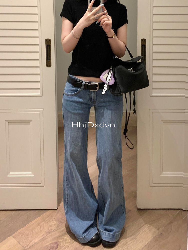 Châu Âu Mỹ Retro Đau Khổ Rửa Quần Jean Nữ 2025 Mùa Xuân y2k Phong Cách Thiên Niên Kỷ Hot Girl Thấp Eo Lau Quần | BigBuy360 - bigbuy360.vn