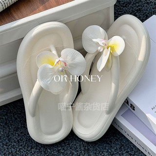 Ins Phong Cách Phalaenopsis Hoa Flip-Flops Mùa Hè Dép Dép Đi Biển Du Lịch Đi Biển Giày Nữ Shit Bước