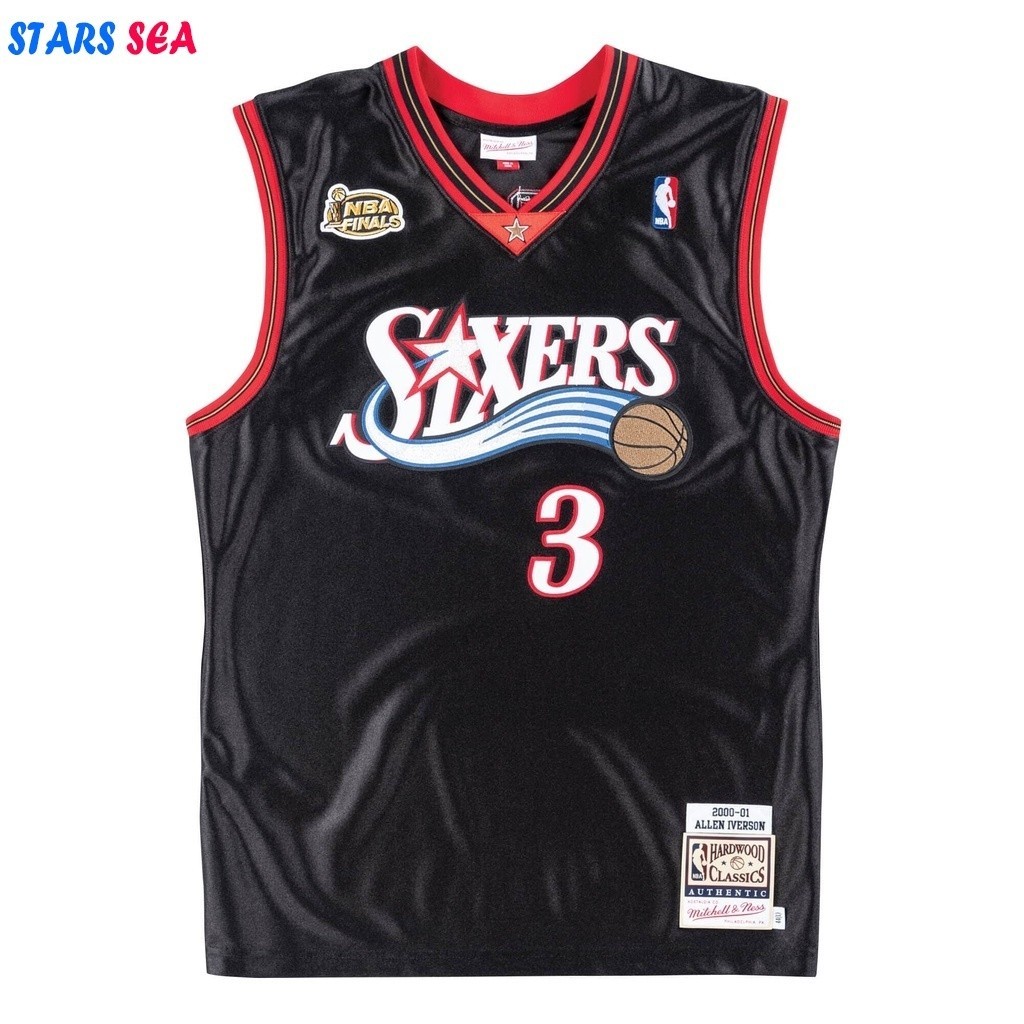 Áo thun nam Allen Iverson Black Philadelphia 76ers 2000-01