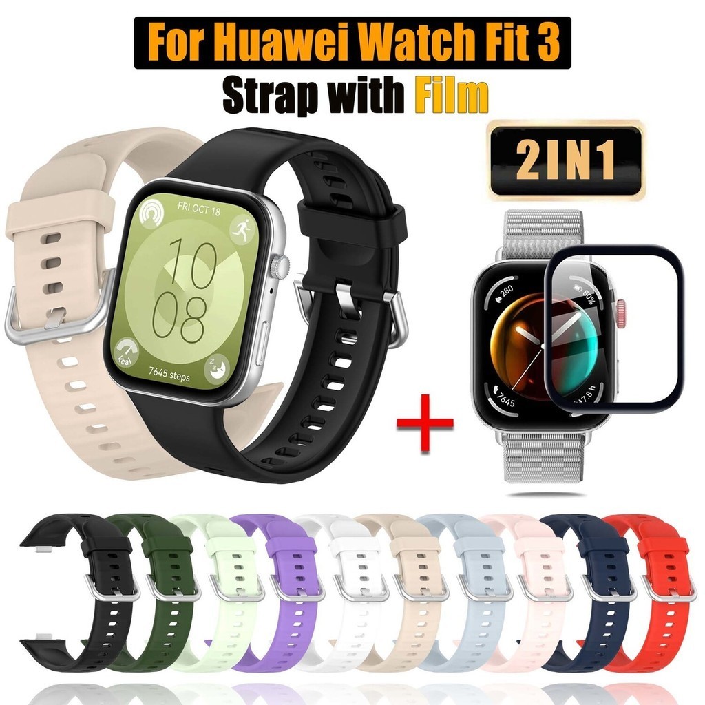 Dây đeo và phim silicon cho Huawei Watch Fit 3 dây đeo cổ tay Vòng đeo tay cho Huawei Watch Fit 3