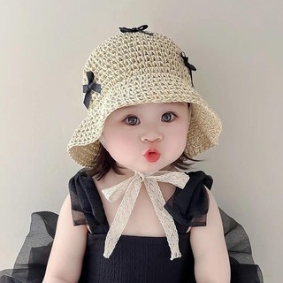  Trẻ Em Mùa Hè Mũ Rơm Ren Nơ Công Chúa Cô Gái Du Lịch Ngoài Trời Chống Tia UV Bảo Vệ Người Cá Mũ Mỏng Hàn Quốc Cho Bé Mũ Che Nắng 
