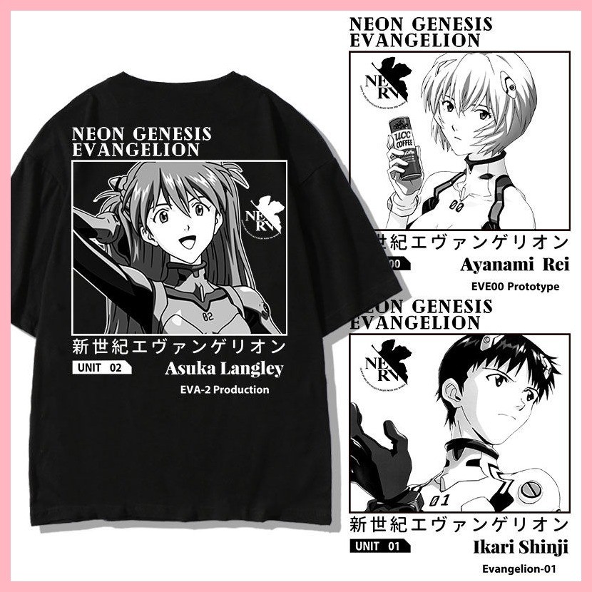 Áo thun ngắn tay EVA Ayanami Rei Evangelion Áo thun ngắn tay có thương hiệu Nam Anime Hai chiều Asuk