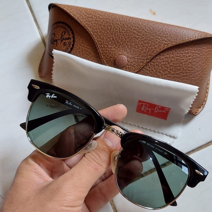 Kính Rayban Club Dành Cho Nam (size 51, Đen, Bạc Nguyên Bản)