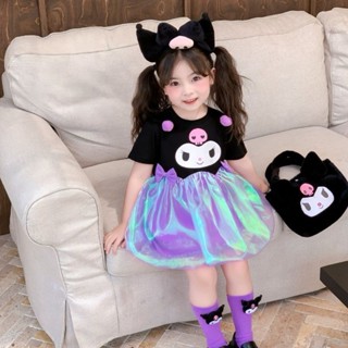   Khuyến mãi  Váy búp bê khâu hoạt hình vui nhộn dễ thương ins phong cách mùa hè cho bé gái Váy tai ba chiều Kuromi 