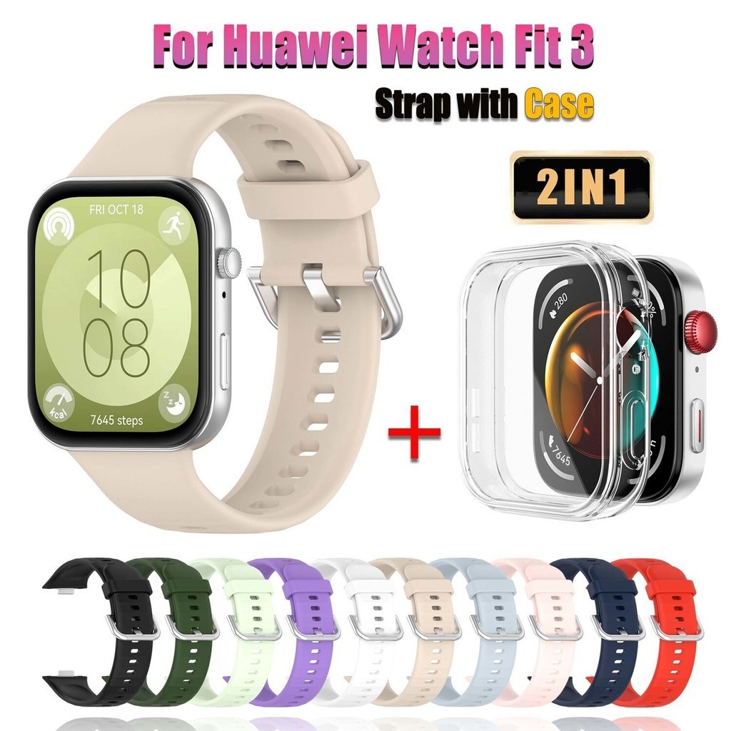 Dây đeo và vỏ silicon cho Huawei Watch Fit 3 dây đeo cổ tay Vòng đeo tay cho Huawei Watch Fit 3