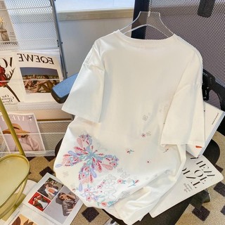  [Giảm giá 40%] Áo thun ngắn tay Plus Size Phong cách cổ điển Fat mm Plus Size 150kg Áo thun ngắn tay thêu phong cách Trung Quốc Nam Nữ dáng rộng béo Sister Slimmer Look Co