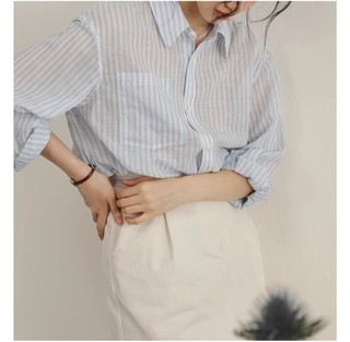 74152 Áo Sơ Mi Sọc Xanh Pháp