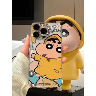 Áo mưa Shin-Chan Thích hợp cho 15PROMAX iPhone14 Cartoon 13 Vỏ mềm trong suốt trọn gói 12