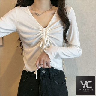  Mùa Xuân Thu Phong Cách Mới Áo Thun Dài Tay Nữ Đáy Áo Sơ Mi Thiết Kế Cảm Giác Phù Hợp Với Xương Đòn lộ ra