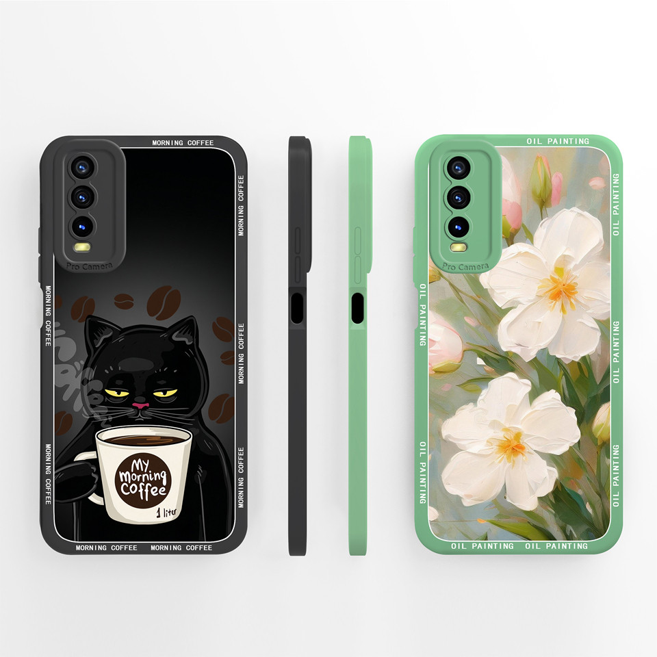 Ốp điện thoại Cho VIVO Y20 Y20i Y20a Y20g Y20s Y20t Tranh Sơn Dầu Hoa Mèo Con Vuông Chống Rơi Chống 