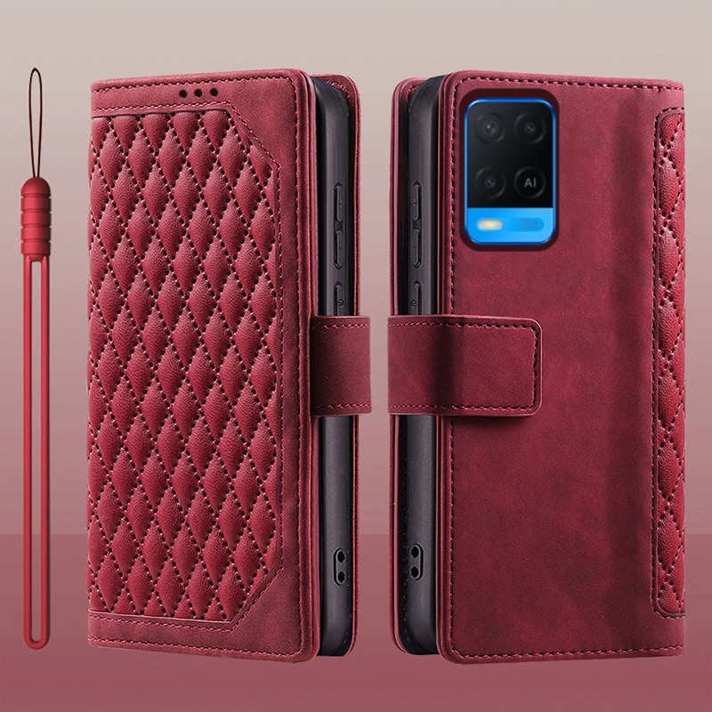 Dành Cho OPPO A55 5G Lật Da Đựng Thẻ Sách Ví Đứng Bảo Vệ Toàn Diện Cho OPPO A55 5G Vỏ Điện Thoại