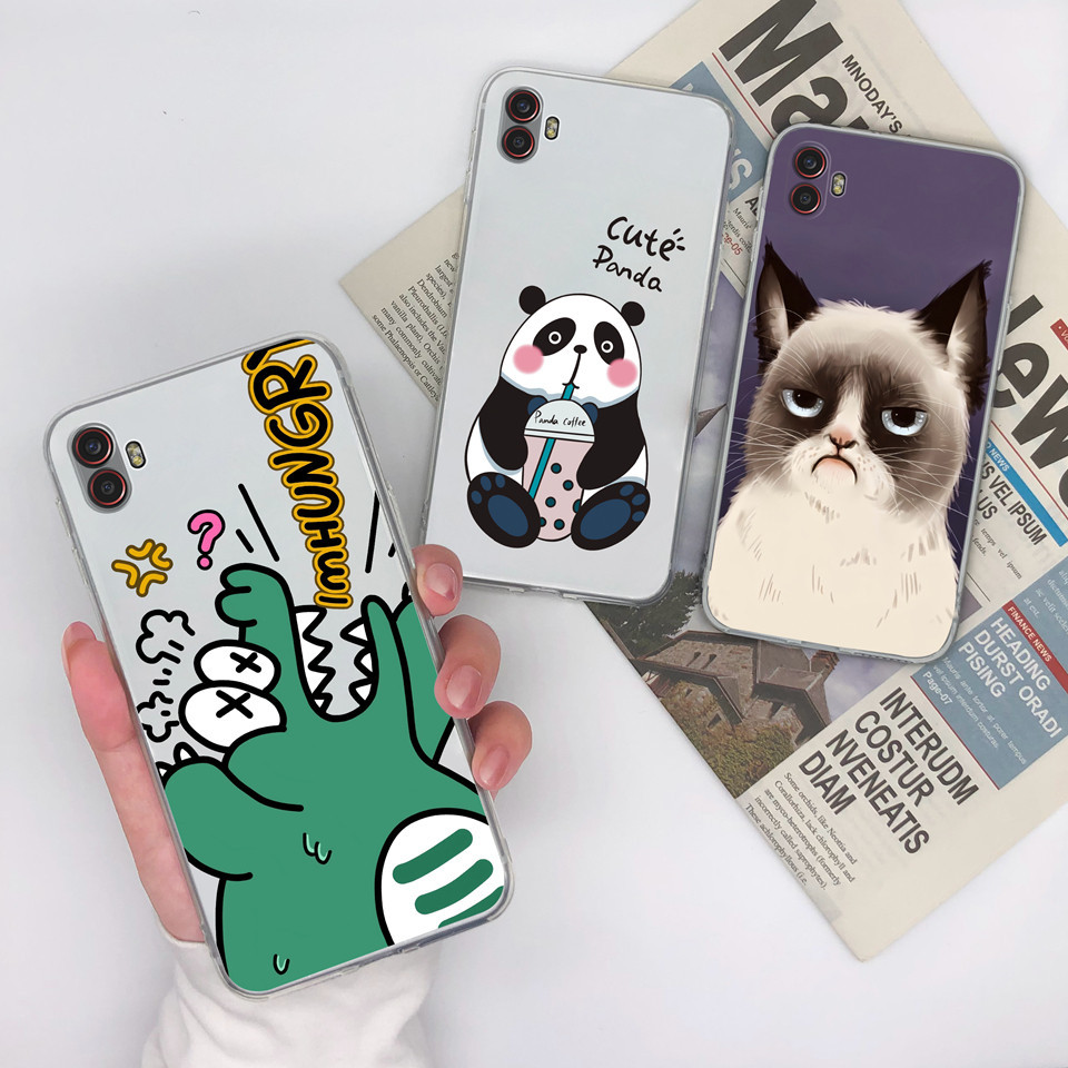 Ốp Lưng Cho samsung Galaxy xcover6 pro Mèo Đáng Yêu Gấu Trúc Khủng Long Trong Suốt Chống Sốc Chống R