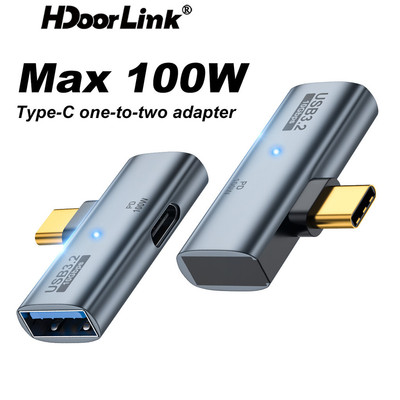 Bộ chuyển đổi HdoorLink 2IN1 Type C sang USB PD100W Hỗ trợ sạc Chức năng OTG cho điện thoại Laptop