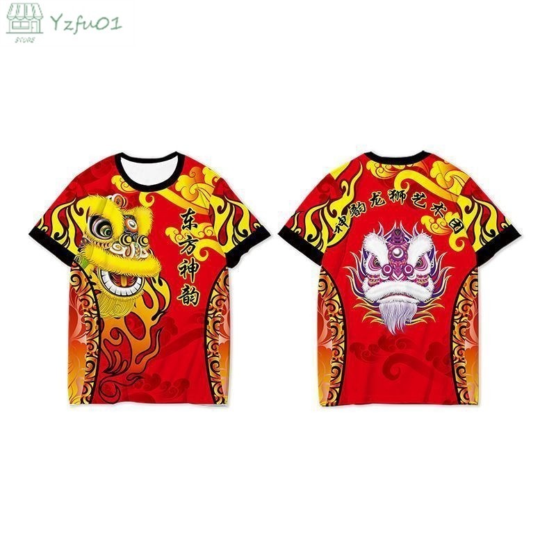 Áo thun nam 3D mùa hè Lion Dance