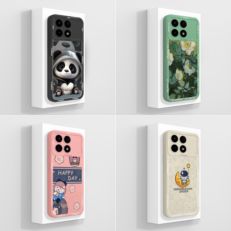 Dành Cho Xiaomi Redmi K70 K70 Pro K70E Ốp lưng Gấu Trúc Hợp Thời Trang Hoa Lỏng Silicon Mềm Vỏ Bảo V