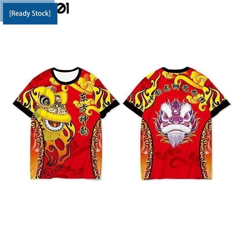 Áo thun nam 3D mùa hè Lion Dance