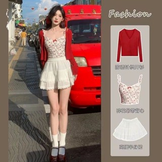 [Pre-Order] Set 3 Món Áo Cardigan Mỏng + Áo 2 Dây Hoa Nhí + Váy Ngắn Phù Hợp Với Nữ Xuân Và Mùa Hè Ngọt Ngào