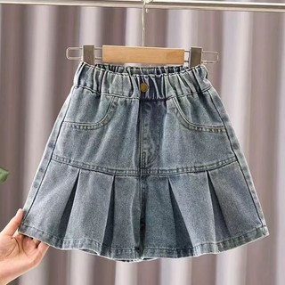Bé Gái Bé Gái Quần Short Denim Quần Áo Mùa Hè 2024 Phong Cách Mới Culottes Trẻ Em Quần Mùa Hè Mặc Ngoài Bé Gái Lớn Trẻ Em Mỏng Culottes