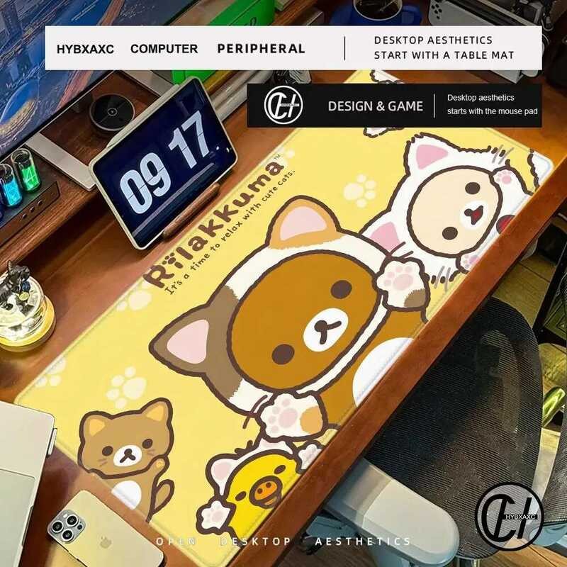 Nhật Bản SAN-X Rilakkuma Miếng Lót Chuột HD Dễ Thương Để Bàn Mở Rộng Bàn Phím Chơi Game Thảm Lớn 100