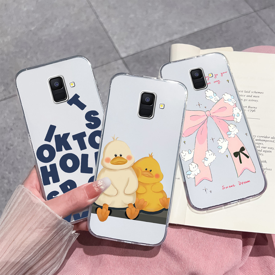 Dành Cho samsung Galaxy a6 A6S a6 plus Vỏ Nơ Màu Hồng Vịt Vàng Bảo Vệ Chống Trơn Trượt Di Động Silic
