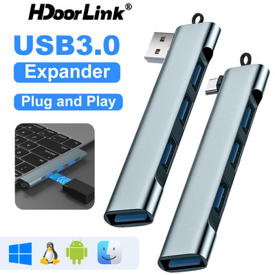 Hdoorlink USB Hub 4in1 Bộ chia USB di động cho máy tính xách tay USB C Mở rộng Loại C 4 cổng Bộ chuyển đổi OTG Dock