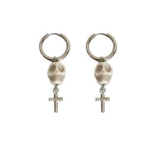  Phong Cách Punk Punk Độc Đáo Chữ Thập Punk Bông Tai Thép Titan Mặt Dây Chuyền Bông Tai Đầu Lâu Trắng 