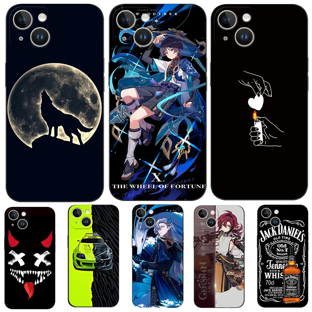 Dành Cho iPhone 14 Ốp Lưng iPhone 14 Plus Ốp lưng Silicon Mềm Bảo Vệ Đen Tpu Ốp Lưng Genshin Vai Trò