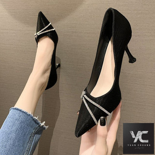  Xuân Thu Giày Phong Cách Mới Thời Trang Nữ Kim Cương Giả Mũi Nhọn Giày Cao Gót Stiletto Influencer Tất Cả Trận Đấu Giày Cổ Tích Pháp