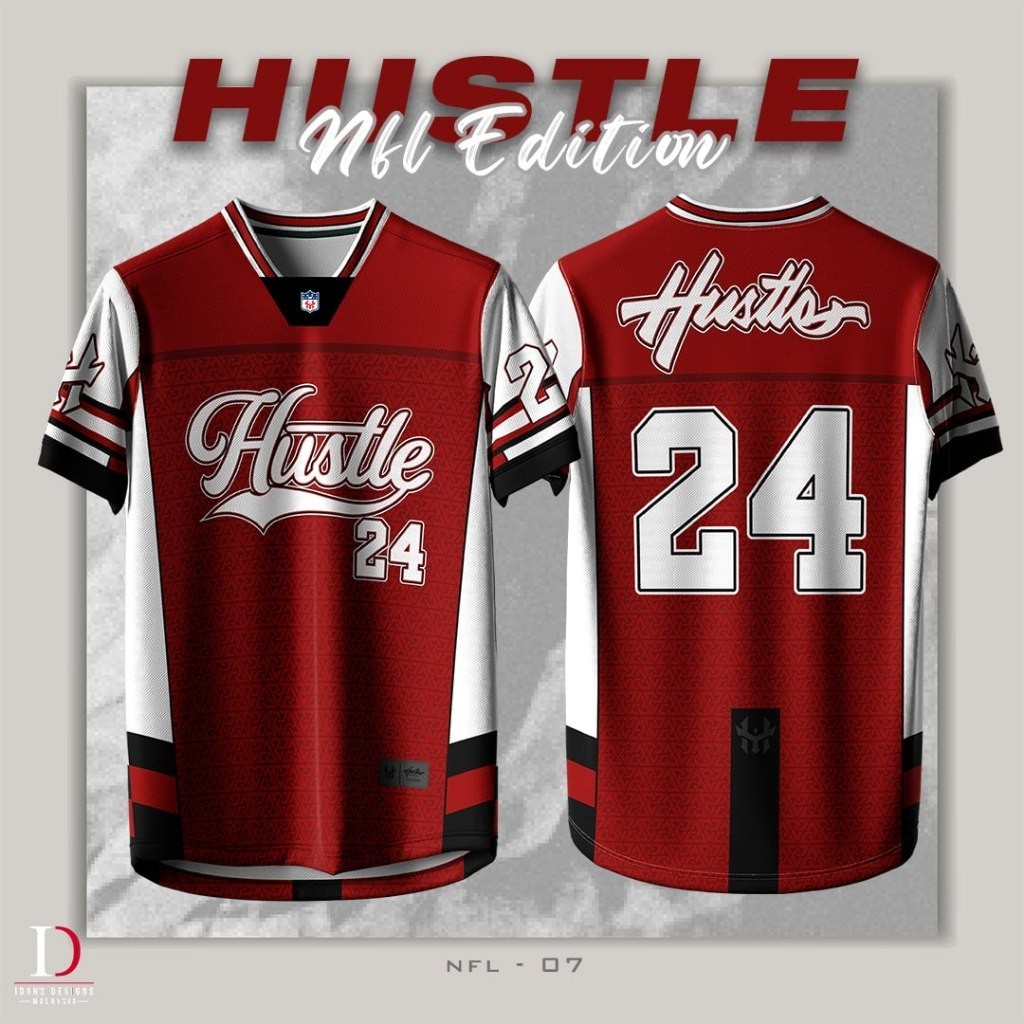 2026 HUSTLE Baju Áo NFL JERSEY Tùy Chỉnh Jersey Lelaki Thái Lan virus tiktok jersey Cổ Retro Jersey 