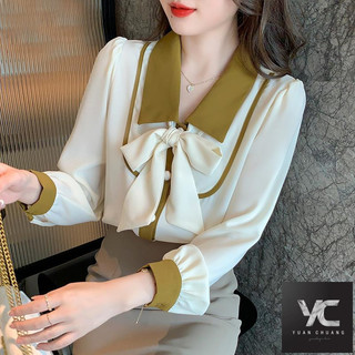  Xuân Thu Phong Cách Mới Áo Sơ Mi Voan Châu Âu Mùa Xuân Áo Sơ Mi Nhỏ Cao Cấp Thời Trang Đáy Top