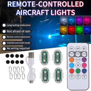  Xe Máy Không Dây Điều Khiển Từ Xa RGB LED Nhấp Nháy Đèn Cho Xe Đạp Xe Tay Ga Chống Va Chạm Máy Bay Máy Bay Trực Thăng Đèn Cảnh Báo Đèn Flash Chống Thấm Nước 
