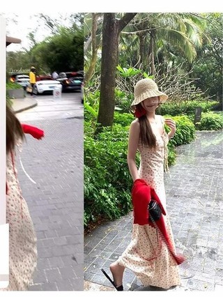 Đầm Hoa Mảnh Cho Nữ Mới Nhất Tea Break Sling Hiển Thị Maxi Dress