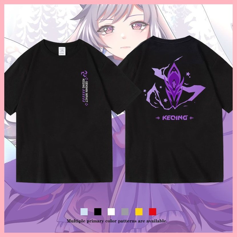 Áo thun ngắn tay Genshin Impact Keqing Genshin Impact Keqing Game khắc Sunny Anime Hàng hóa Đồng thư