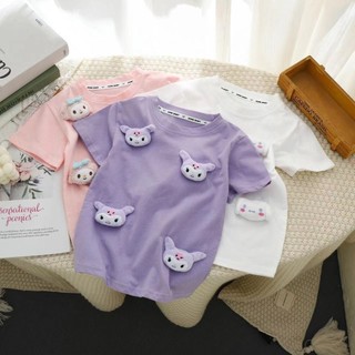  Áo thun ngắn tay ba chiều Cotton dành cho nữ mùa hè thời trang phong cách mới dành cho trẻ em
