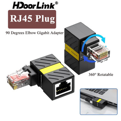 Bộ chuyển đổi mạng HdoorLink RJ45 Đầu nối mạng khuỷu tay góc phải 90 độ 360 độ° Bộ chuyển đổi xoay đa năng RJ45 Nam sang Nữ