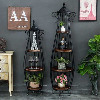 Mỹ gỗ rắn nghệ thuật sắt giàn hoa vài bậc thang sàn phong cách đa bình trang trí giá treo ban công