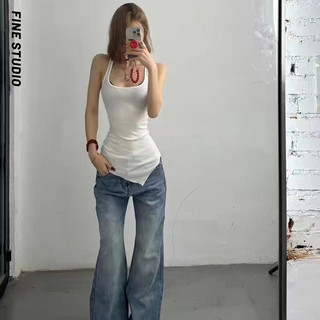 Pure Desire Hot Girl Ren Khâu Áo Vest Trắng Nữ Mùa Hè Bên Ngoài Mặc Thiết Kế Niche Sang Trọng Đẹp Không Tay Top